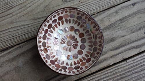Coconut bowl with mother of pearl inlaid - CB37 - Rainbowl water drops