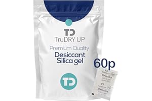 TruDRY UP 5 Gram [60 packs] Food Grade Silica Gel Packets, Desiccants, Moisture Absorbers-Rechargeable Desiccants Packs, Food, Jewelry Shoes Box, Electronics Storage, Dehumidifier