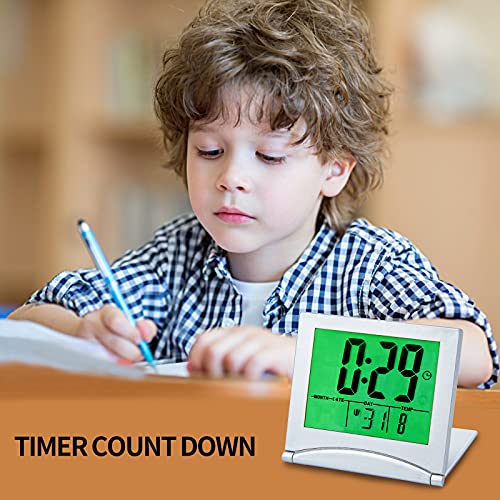 KANBIT Small Digital Travel Alarm Clock Battery Operated, Portable LCD