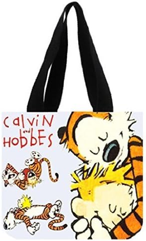 Angelinana Fashion Calvin and Hobbes Printed Canvas Girl And Women Shopping Bag Two Side Tote Bag