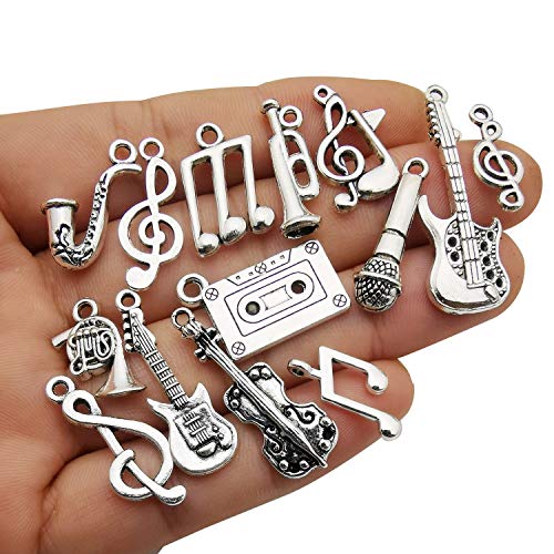 WOCRAFT 50 Sets Craft Supplies Music Themed Wine Glass Charms Markers Wine Tasting Party Decoration Supplies Gift with 25mm Strong Stainless Steel Wine Glass Charm Rings (M354) - Thumbnail 6