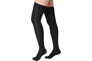 Sosation Thigh High Zipper Compression Socks 20-30 mmHg Zipper Compression Stockings Thigh High for Women Men Swelling Edema