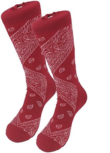 Paisley Mens Socks Bandana Dress Paisley Mens Dress Socks - Cotton Blend (1 Pair) (Red)