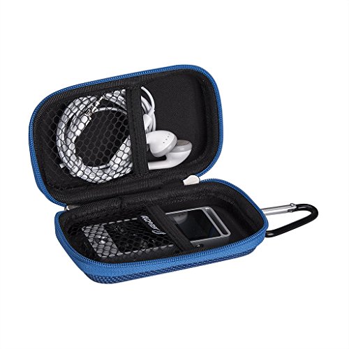 Agptek Mp3 Player Case Portable Clamshell Headphones Cover Holder With Metal Carabiner Clip For 1 8 Inch Mp3 Players Ipod Nano Ipod Shuffle Apple Airport Blue Pricepulse
