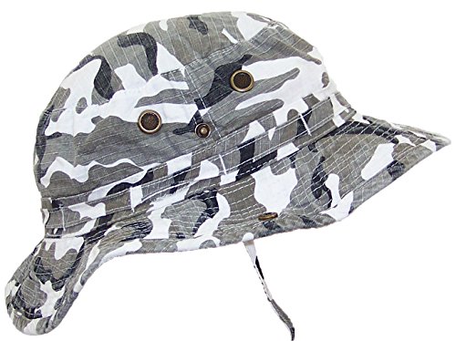 MG Camouflage Ripstop Floppy/Bucket Summer Hat W/Snap Up Sides & Chin Strap - City Camo Large