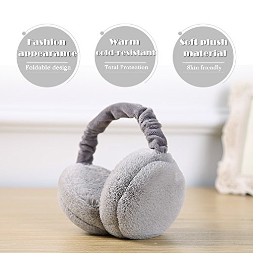 Ear Muffs for Adults Foldable Soft Ear Warmers Adjustable Wrap Winter Earmuffs (Gray)