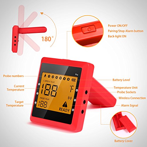 Digital Bluetooth Meat Thermometer for iPhone 6 Long Probes, Smart