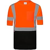 ProtectX High Visibility Short Sleeve Shirts Reflective Hi Vis Safety Shirts for Men and Women Shirts for Construction 1 Pack