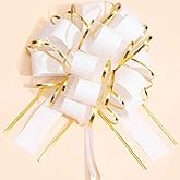 HQJAXJ 6PCS Pull Bows for Gift Wrapping, Phnom Penh Gift Wrap Pull Bows, White, Floral, Classic, Traditional, Multi-occasion