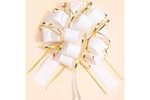 HQJAXJ 6PCS Pull Bows for Gift Wrapping,Phnom Penh Gift Wrap Pull Bows,for Gift Basket,Gift Bag Box Packaging Decoration, Christmas,Valentine's Day,Birthday,Anniversary,Wedding,Flower Shop Packaging (White)