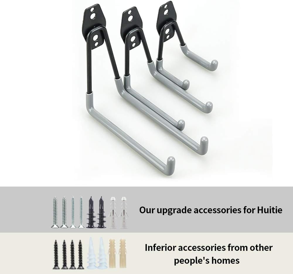 Garage Hook, Heavy-Duty Garage Hook, Tool Hook, Heavy-Duty Wall-Mounted Garage Organizer, Suitable for Bicycle Storage, ladders, Power Tools, Bulk Items (Set of 10) (Gray) - - 