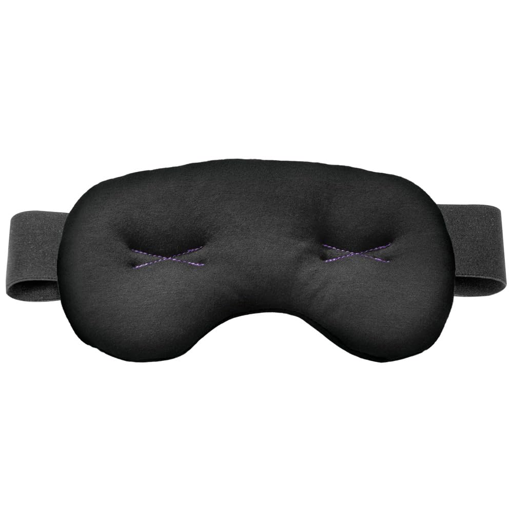 Brownmed IMAK Eye Pillow - Sleep Mask with ErgoBeads for Pain Relief - Cooling & Relaxing Sleep Aid - Soft Breathable Cotton - Black