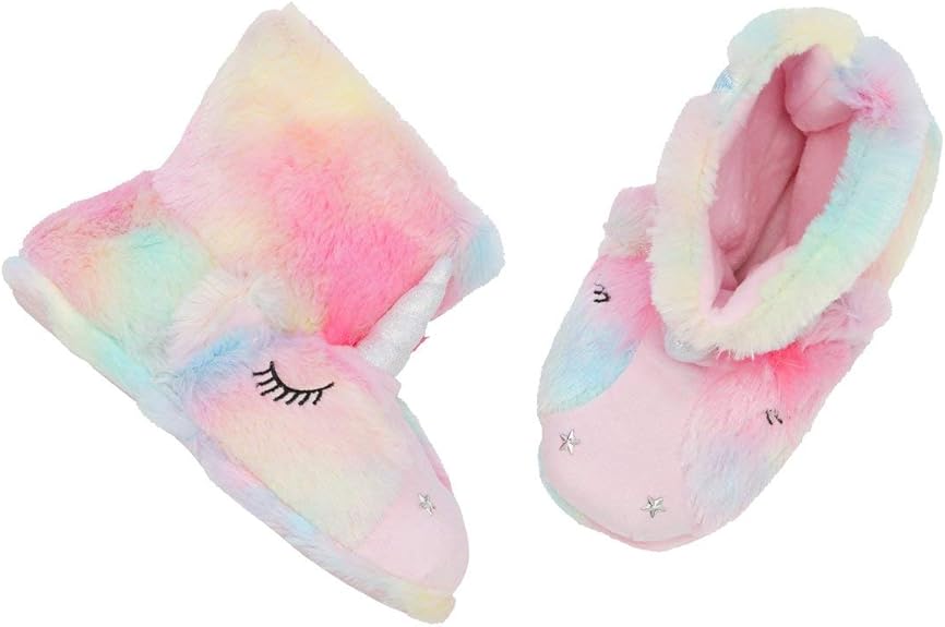multi coloured unicorn slippers
