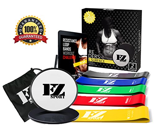 Gliding Discs Core Sliders - with Resistance Loop Exercise Bands Set ...