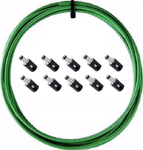 LAVA CABLE Tightrope DC Power Solder Free Kit 10' Cable 10 Plugs + Stripping Tool (Green)