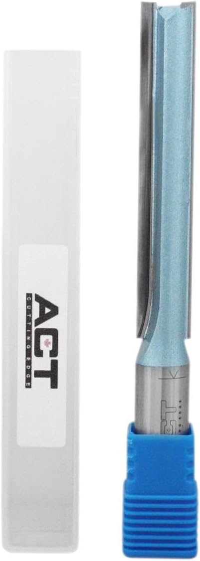 Accusize Industrial ToolsDouble Flute Extra Long Straight Carbide Tipped Router Bit, 1/2'' Diameter, 3'' Depth, 1/2'' Shank, 4.7'' Oal, 0021-0828