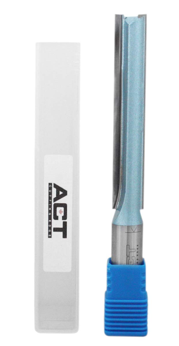 Accusize Industrial ToolsDouble Flute Extra Long Straight Carbide Tipped Router Bit, 1/2'' Diameter, 3'' Depth, 1/2'' Shank, 4.7'' Oal, 0021-0828