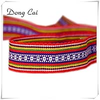 Utini 2yards/lot Oriental Hmong Miao Jacquard Webbing lace trim1.7cm Dress Collar Ribbon Tape Ethnic Tribal Nepal Thai India Boho DIY - (Color