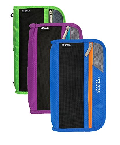 Set of 3 Mead / 5 Star XpanzÂ® Zipper Pencil - Pen - Marker - Highlighter Pouch, Assorted Colors!