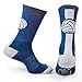 ChalkTalkSPORTS Athletic Half Cushioned Crew Socks | Mid Calf | Volleyball | Royal Blue/White, One Size