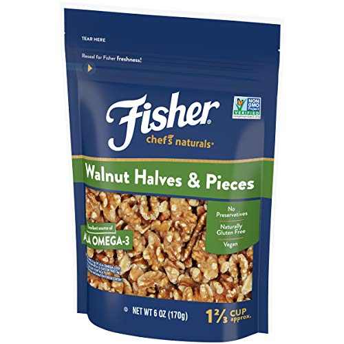 Fisher Walnut Halves and Pieces, 6 Ounces, California Grown Walnuts