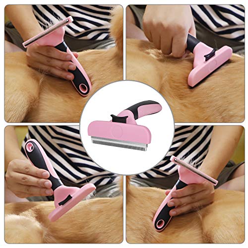 Hesiry Pet Dogs & Cats Grooming Brush for De-Shedding with Self Cleaning, Remove Pets Matted Short and Long Hair
