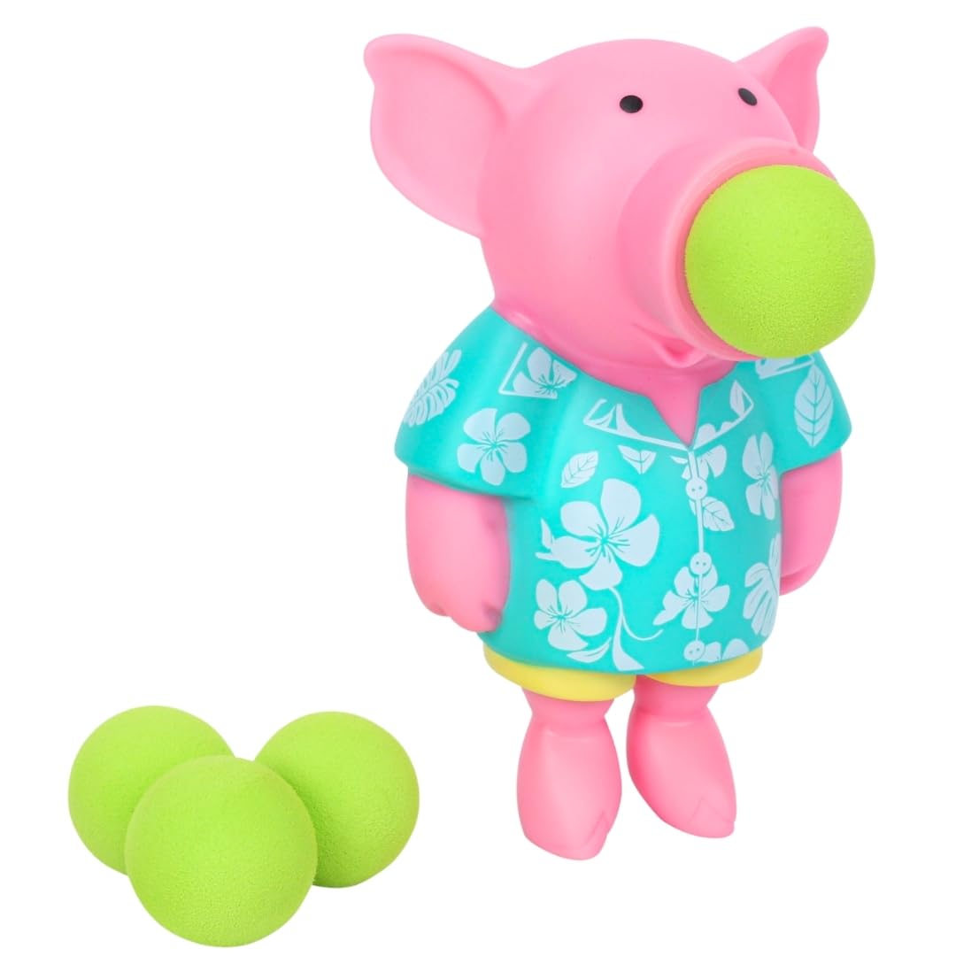 Zing Popper Toy - Launches Foam Balls Up to 20 Feet - Fun Indoor and Outdoor Game for Kids - Includes 4 Foam Balls (Piggy) — image 1