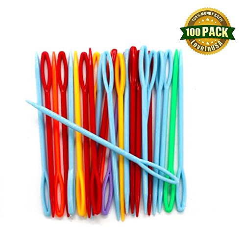 LoveInUSA 100 PCS Safety Plastic Lacing Needles for Sewing Handmade Crafts