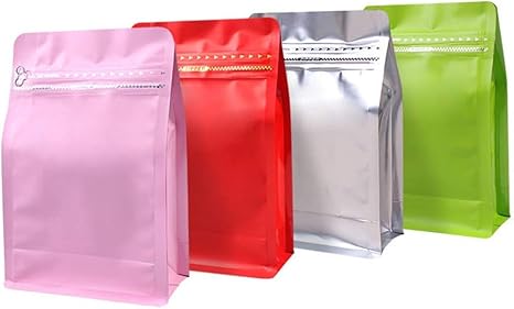 Amazon Com 40pcs Aluminum Foil Mylar Stand Up Ziplock Bags Packaging Heat Seal Ziplock Packing Pouch Reusable Sample Packets Above Notch For Coffee Nut 4 Color Red Pink Silver Green 4 9x7 6 Kitchen Dining