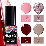 Gel Nail Polish Set of Nude Glitter Collection Colors - 4pcs/set 6ml Each Soak Off UV LED by Maphie