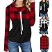 Moilant Tops for Womens Plaid Stitching T Shirt Long Sleeve Patchwork Collar Pullover Blouse Whitethumb 4