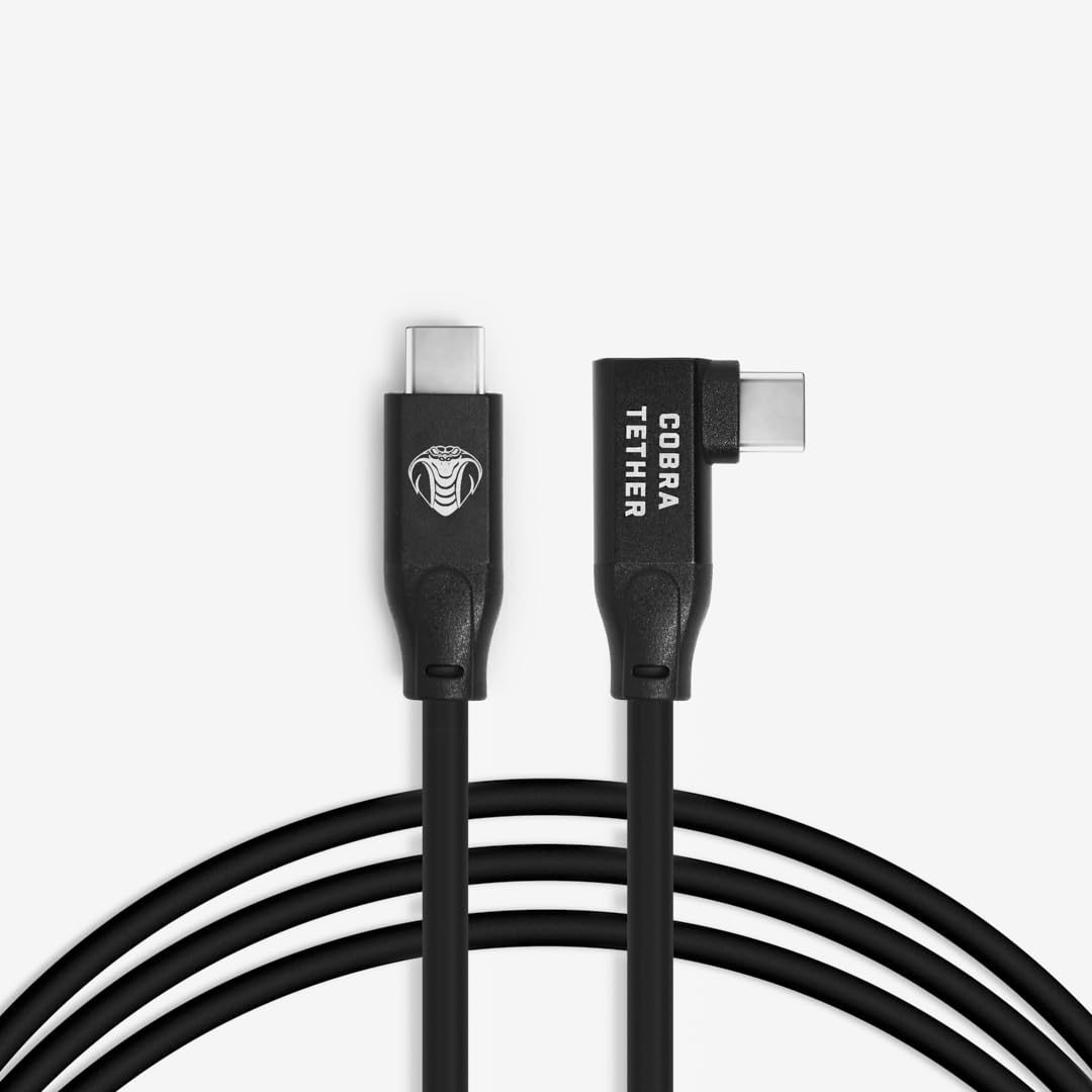 CobraTether USB-C to USB-C Cable 90°, 5 m, Black
