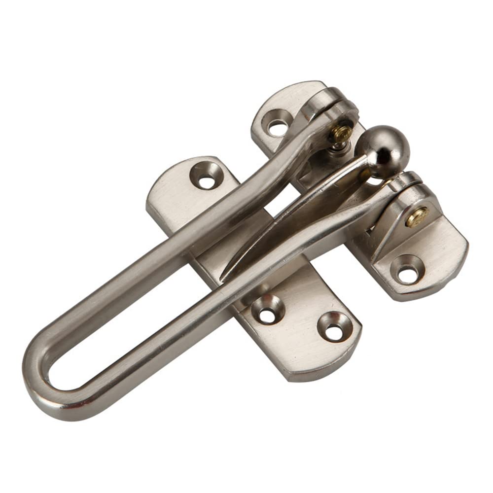 Zinc Alloy Sliver Security Door Guard, Gate Latches Swing Bar Door Lock Door Chain Burglar-Proof Padlock Door Clasp with Screws for Home, Apartment, Hotel, Dormitory, Brushed Finish