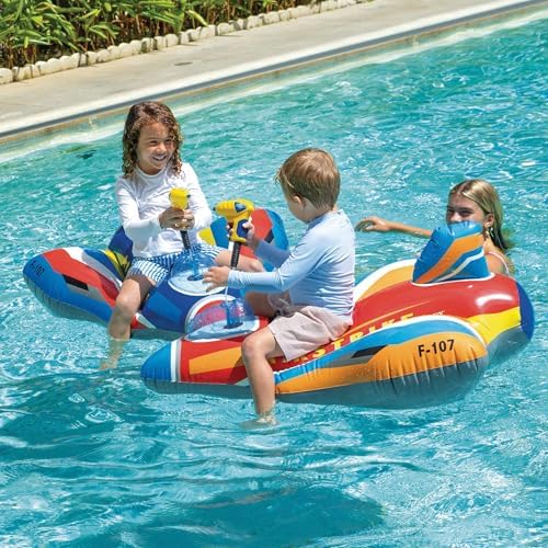 Avião insuflável com Canhão de Água, 117X104 cm, Jogo de Água, com Lançador de Água, para Praia, Para Piscina, Brinquedo Infantil, Peso máximo 40 kg, +3 anos (57531)