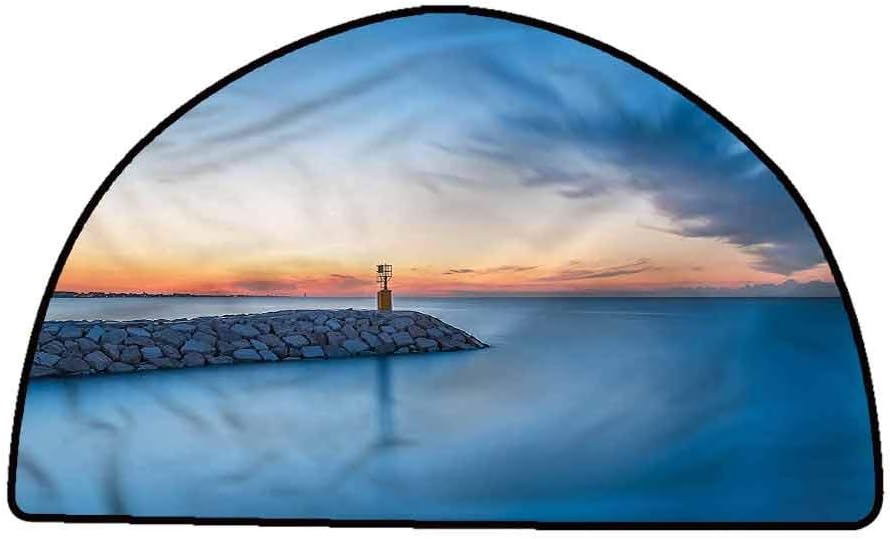 Non-Slip Bath Hotel Mats Summer,Early Morning Rising Sun,W24 x L16 Half Round Rugs for Sale