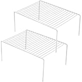 Redrubbit Medium (13 x 9. 4 Inch) Cabinet Storage Shelf Rack, Rustproof Kitchen Counter and Cabinet Shelf, Storage Rack Organizer for Kitchen, Fridge, Cabinet, Bathroom, Set of 2