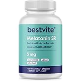 BESTVITE Melatonin SR 5mg (120 Vegetarian Capsules) - Extended Release Melatonin - Vegan - Non GMO - Gluten Free