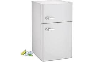 Havato 3.2 Cu.Ft Mini fridge with Freezer, Double Door Compact Refrigerator, Retro Mini Refrigerator for Dorm, Office, Bar, RV, Bedroom, (White)