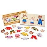 Melissa & Doug 3770 Mix-n-Match Wooden Bear Family Dress-Up Puzzle With Storage Case (48 Pieces)