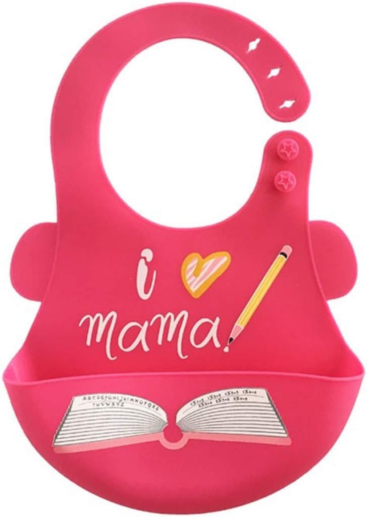 MotherLike Silicone Bibs for Babies/Toddlers Waterproof Unisex Bibs - Best Gift for Babies (Dark Pink)