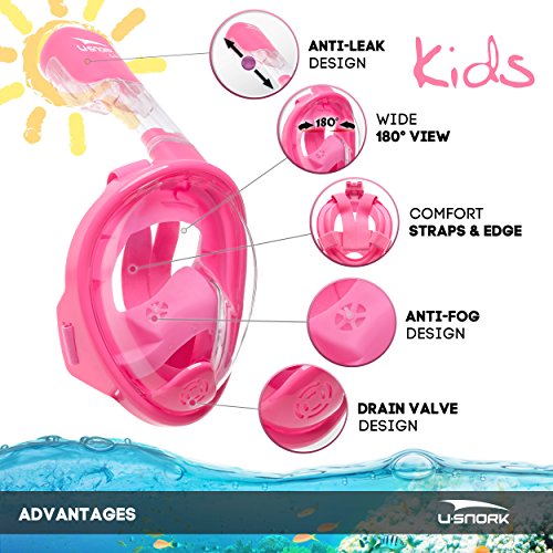 Full Face Snorkel Mask for Kids and Adults Snorkel Set with 4 Bonus