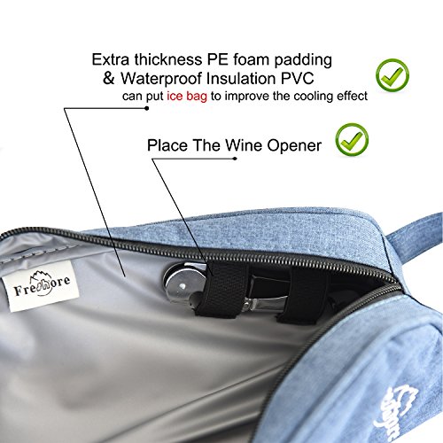 Freshore Insulated Single Wine Tote Bag Carriers For Cooler Restaurant As Christmas Gift - Firmly Store Corkscrew (Classical Gray)