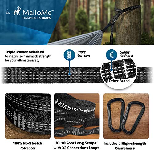 image for MalloMe Double & Single Portable Camping Hammock - Parachute Lightweig