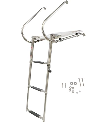 Telescoping Marine Ladder 4-Step - 316 Stainless Steel Telescoping Ladder For Pontoon & Dock Folding Boat Ladder - View #3