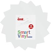 ANT Permanent Vinyl - Matte White 13&rdquo; x 9.5&rdquo; 15 Sheets Pack Smart Outdoor Permanent Vinyl Sheets - Self Adhesive for Party Decoration, Sticker, DIY Mug, Home Decal (15, Matte White)