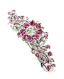 Women's Rhinestone Flower Hair Barrette Clip Hair Pin Antique Silver IMB2140