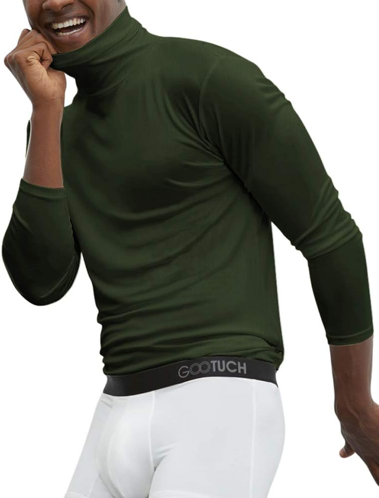 Achenaggg Men's Turtleneck Regular Fit Undershirts Baselayer Long Sleeve Pullover Thermal T-Shirt