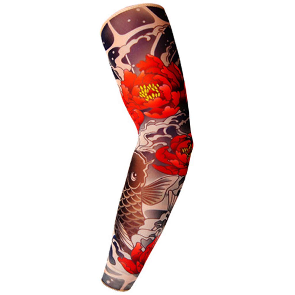 Choose Your Favorite Arm Sleeve Tattoo Cover Up Ice Silk Cool Fashion Nylon Fake Temporary Tattoo Full Arm Stockings Halloween Soft Ideas For Men Girls Women Colorful Basketball Shooting Sleeves Uv