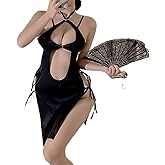 QNCLO Women's cosplay sexy slit tight mini qipao underwear Chinese nightclub dress