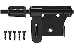 Sayayo Sliding Bolt Gate Latch Black, SUS304 Stainless Steel Door Latch Heavy Duty, 6 Inch Thickened Door Lock Latch with Pad